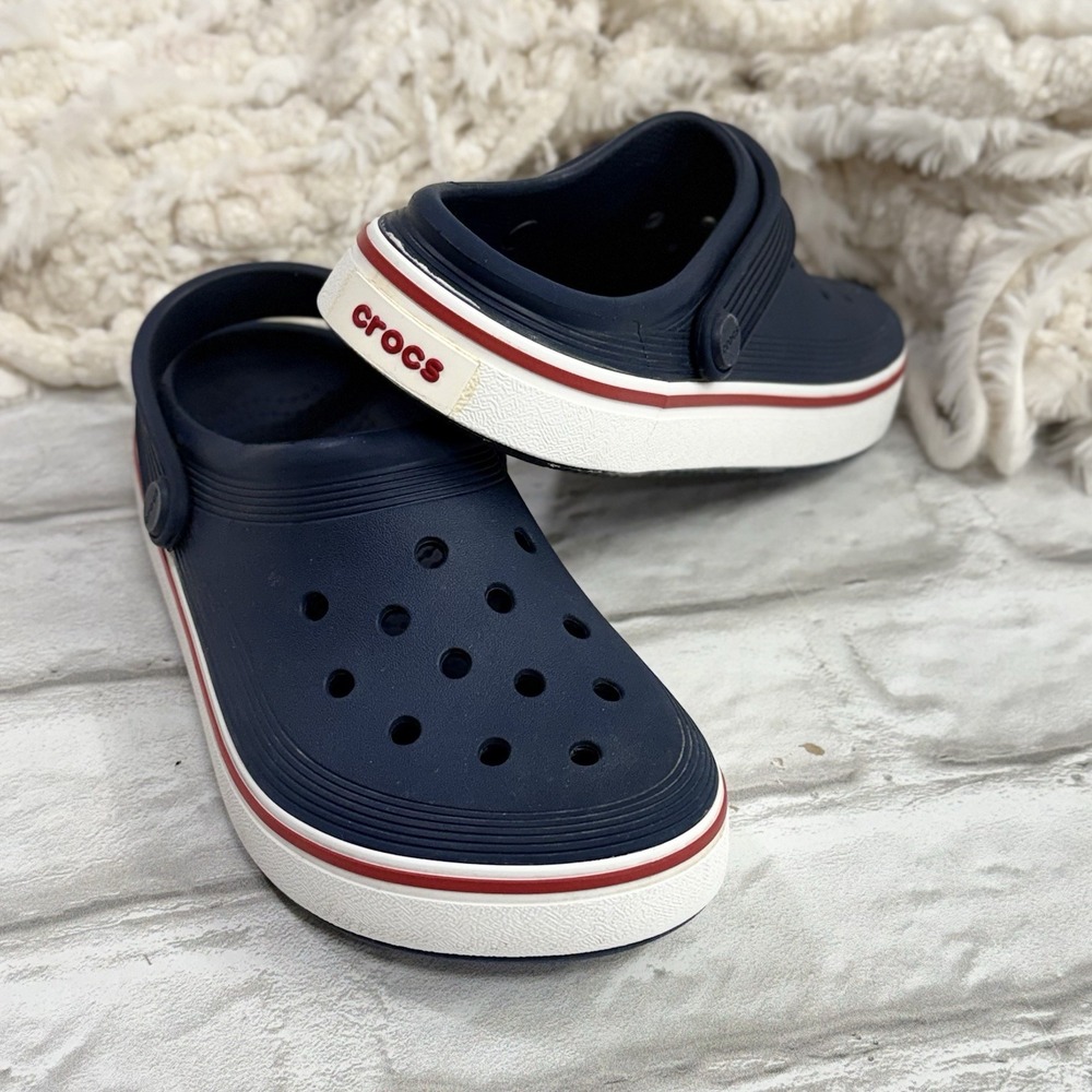 Crocs Off Court Clogs Kids Navy Red Crocband Slip-On Comfort Shoes Kids Size J 2